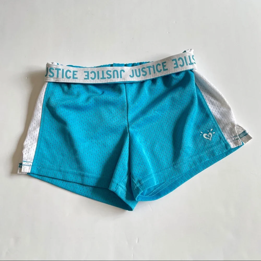 Justice Girls Logo Waist Dolphin Mesh Shorts